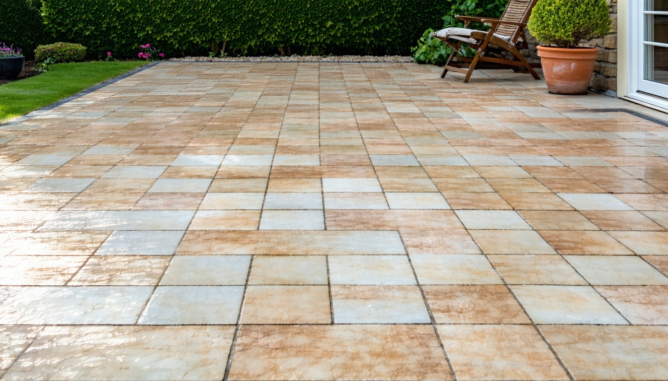 Restored patio after power washing